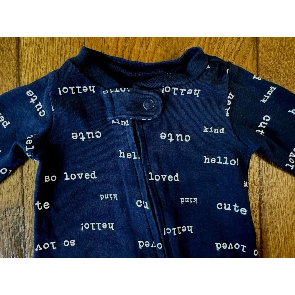 Carters Preemie Baby Boy Sleeper Zipper Navy Blue So Loved Outfit Romper Cotton